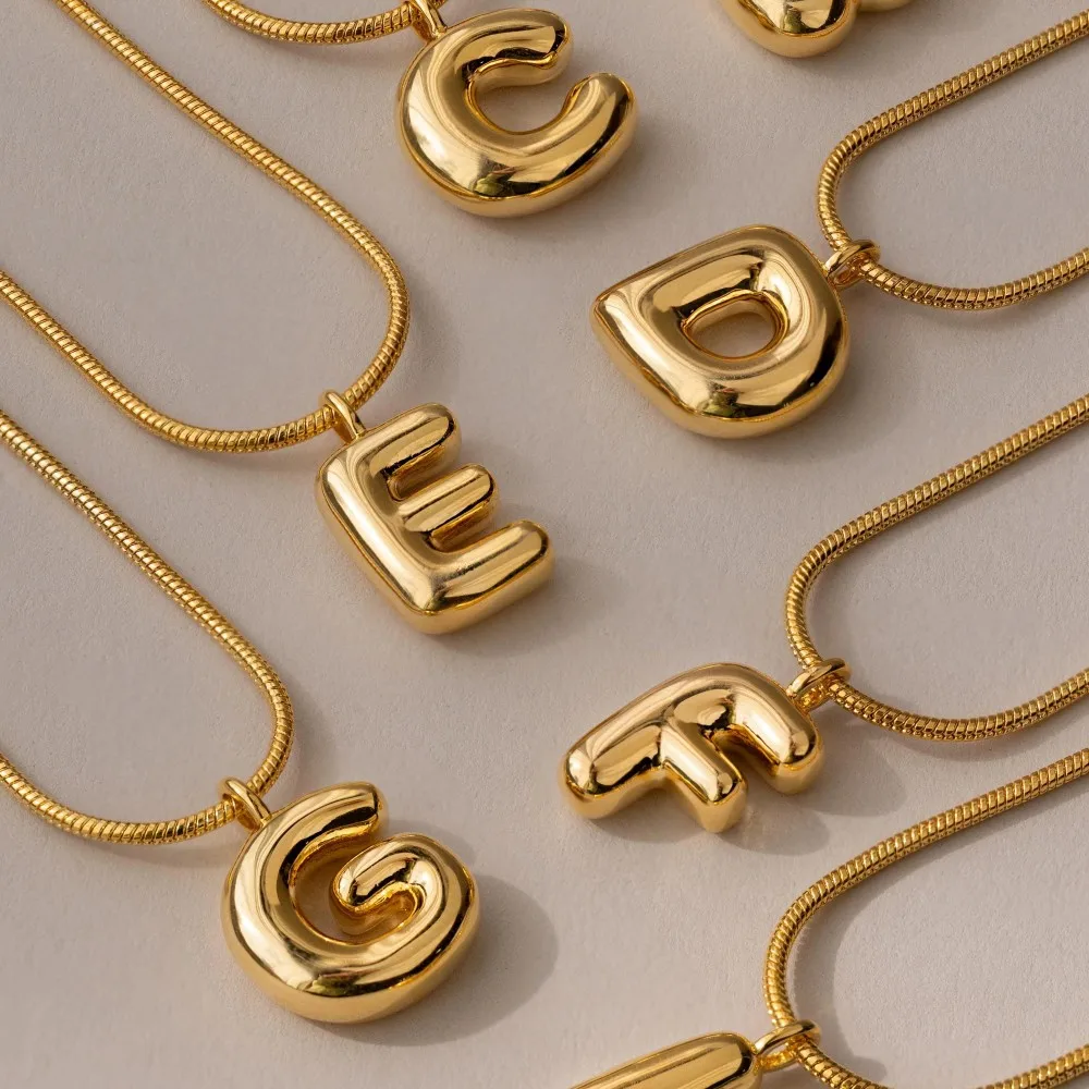 Dainty Pendant Personalized Initial Letter Necklace Stainless Steel Alphabet A - Z Snake Chain Necklace Gold Color Jewelry Gifts