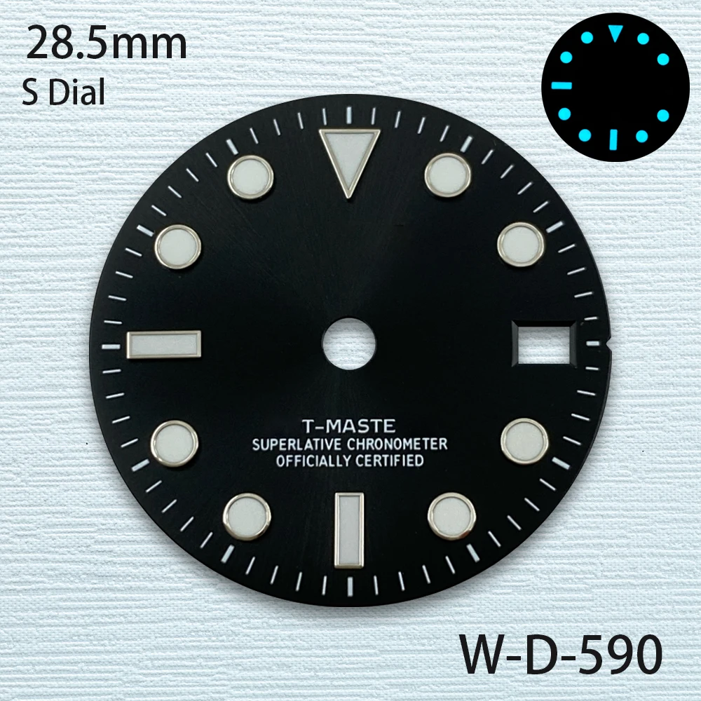 28.5mm S Logo Meteorite GMT Dial Fit NH34 Movement Ice Blue Luminous Sunray High-Quality Watch Modification Accessories