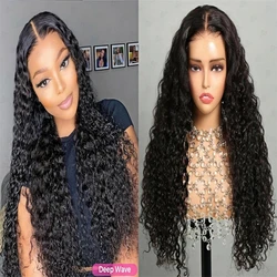 5x5 Deep Wave Water Wave Brazilian Hair Glueless Wig 4x4 Glueless Wear Go Precut Lace Curly Human Hair Frontal Wigs For Women