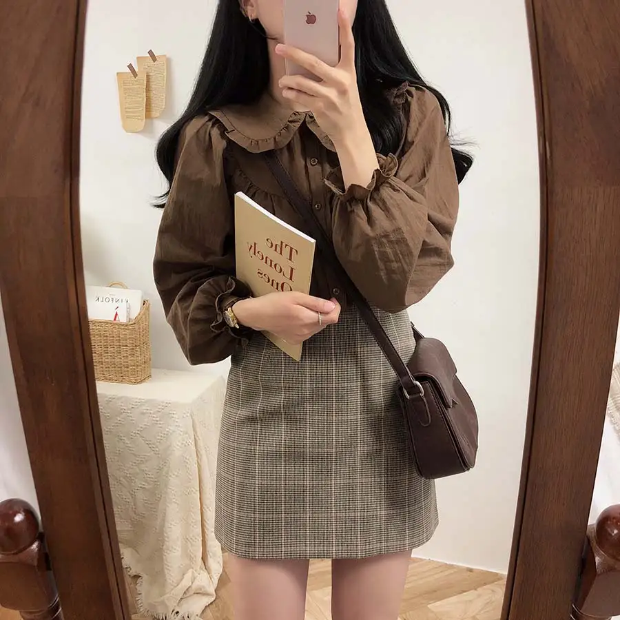 2024 Summer New Korean Style All Matching Plaid High Waist Thin A-line Skirt Skirt Female