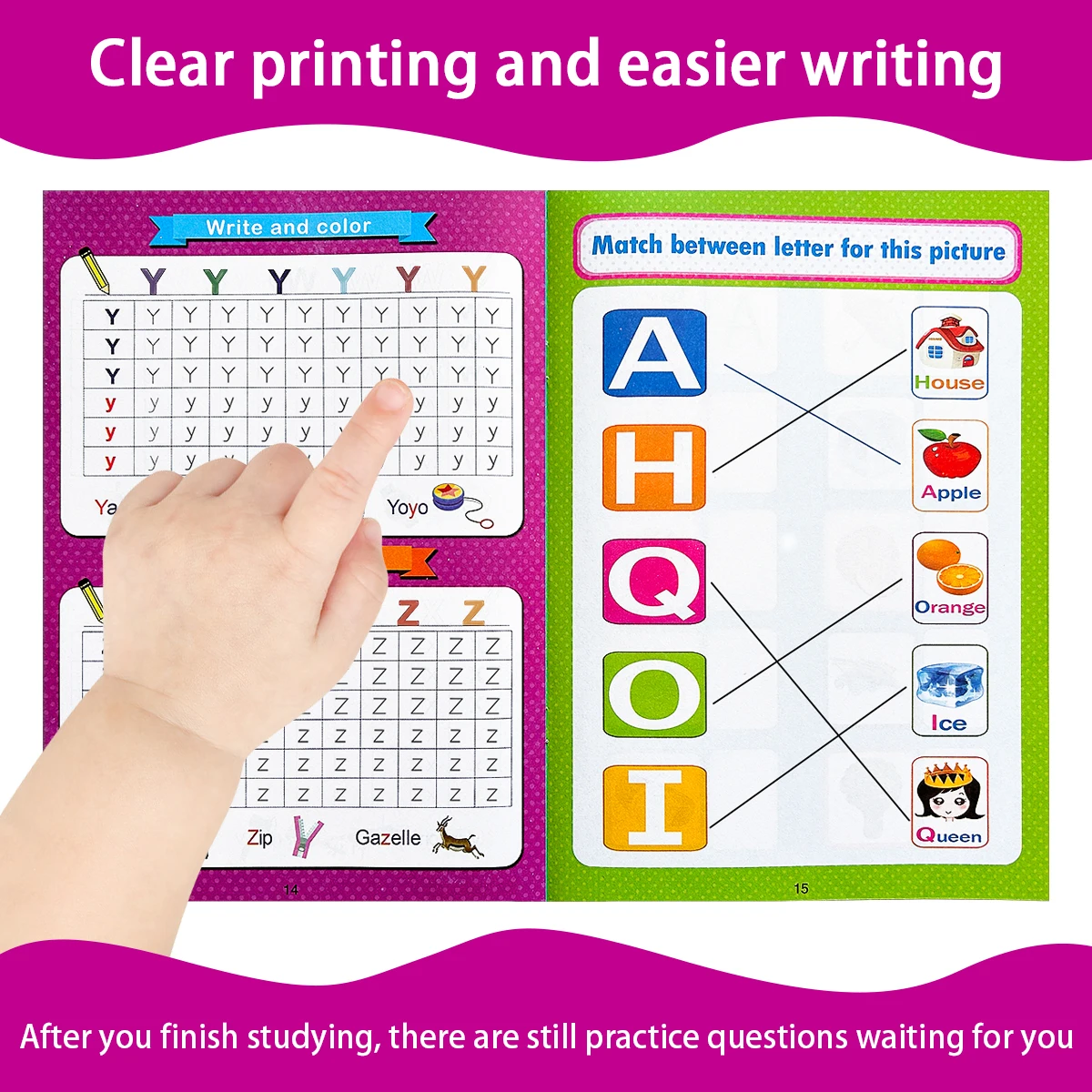 2 Books Children's English Letter and Number Writing Practice Book,Enlightenment Learning,Funny Writing Practice,Birthday Gift