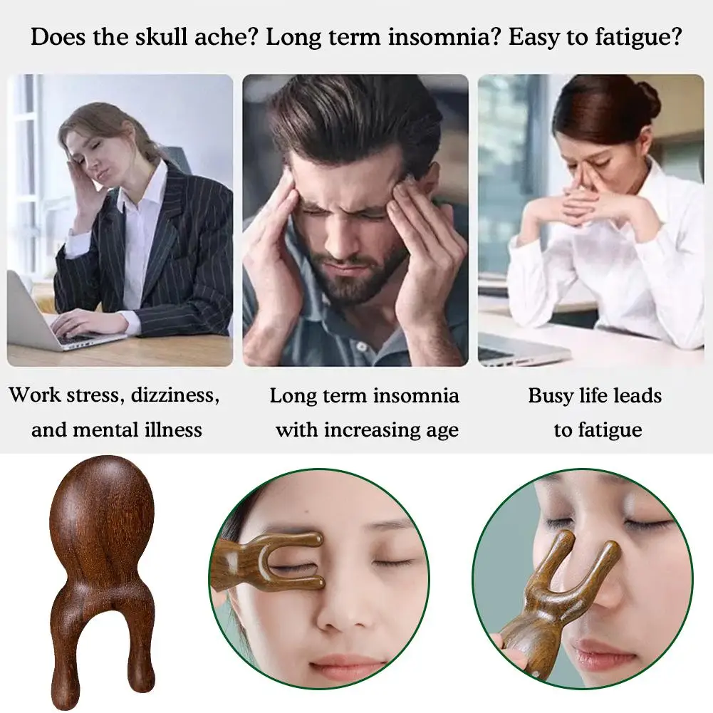 Sândalo de madeira suave acupuntura nariz ferramenta levantamento terapia pente gatilho rolo massagem emagrecimento nariz moldar poi e9z1