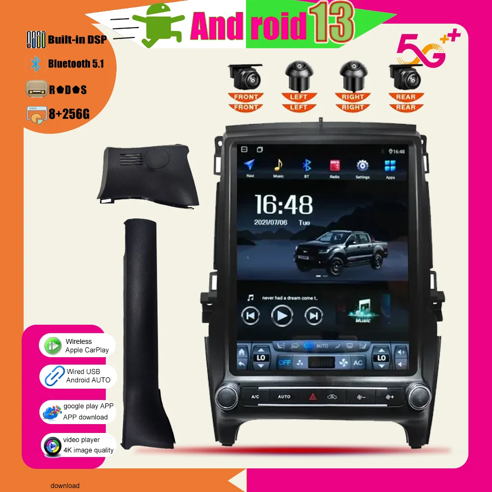 

For Tesa- Screen Multimedia Stereo Android 13 Player Ford Ranger 2015 2016 2017 2018 2019 2020 2021 Navi Car Radio Head Unit