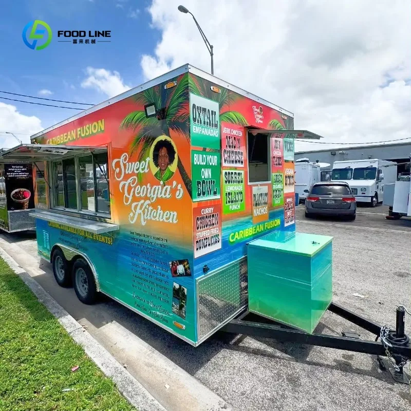 Custom Concession Trailer USA Approved Mobile Kitchen Ice Cream Truck Coffee Cart Street Vendor Setup Turnkey Catering Trailer