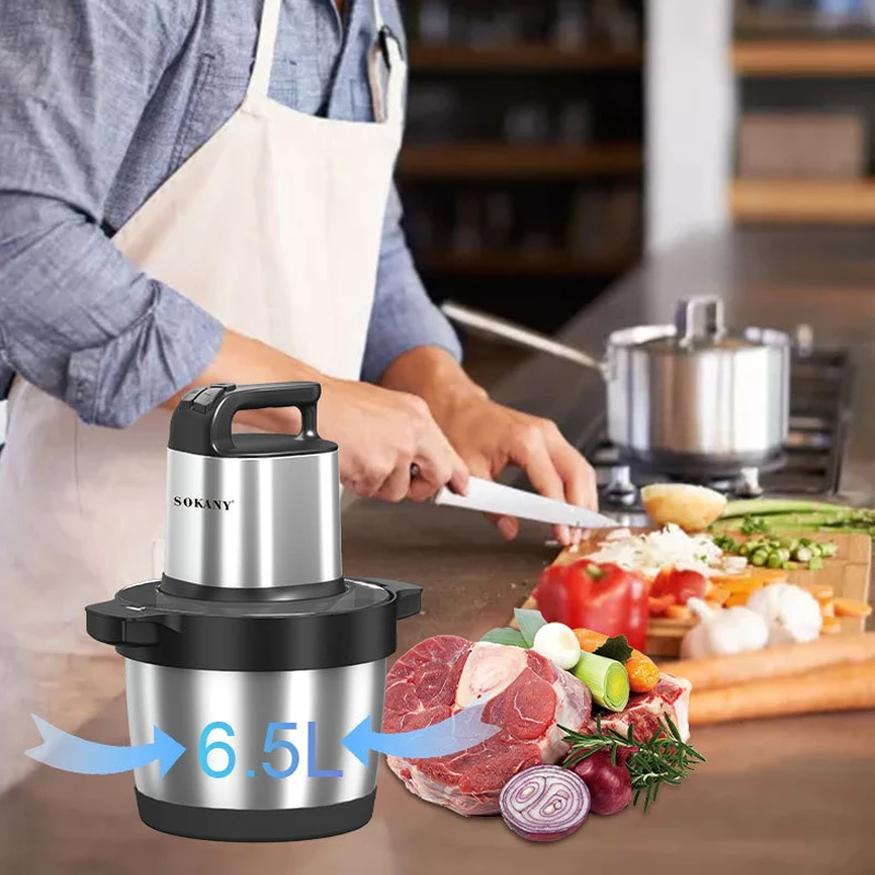 

Мясорубка 1500 Вт, электрический измельчитель, кухонные комбайны, легко разбираемый, чистый миксер, 6,5 л, мясорубка большой емкости