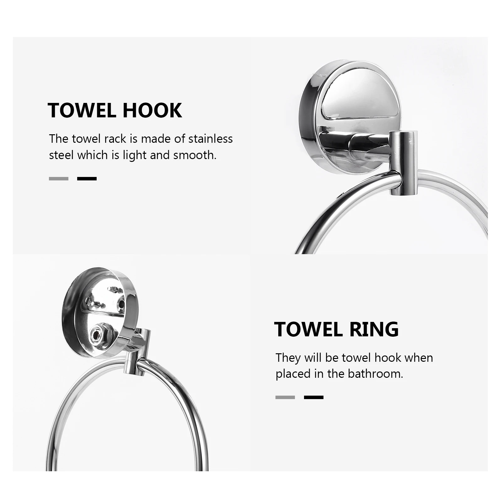 

Bathroom Towel Stainless Steel Durable Creative Home Decor Hotel Elegant Bathroom Towel Simple Practical Rack Hook