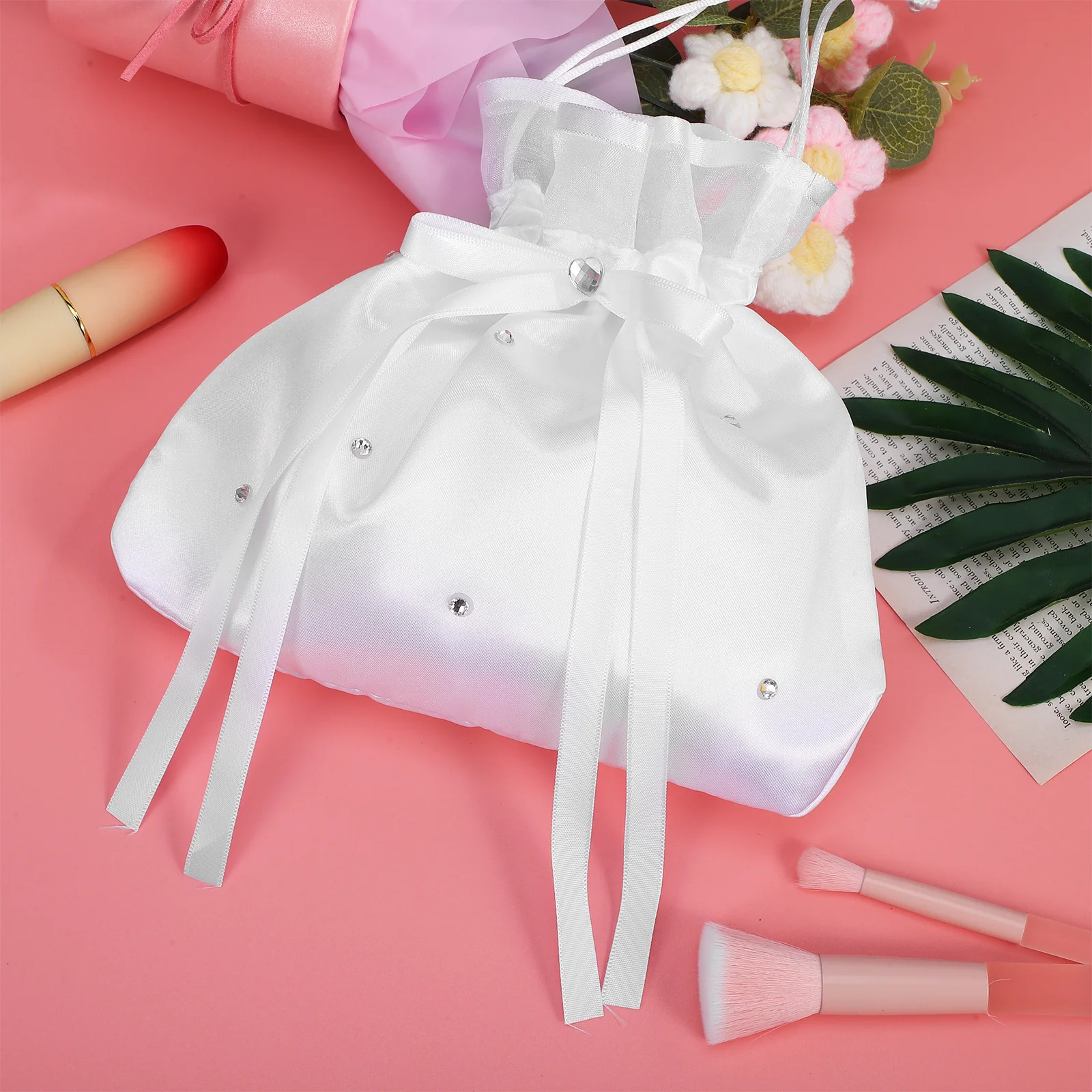 

Wedding Bag Bride Pouch Drawstring Closure Compact Lightweight Bridal Purse for Wedding Party Favor Candy Gift Holder