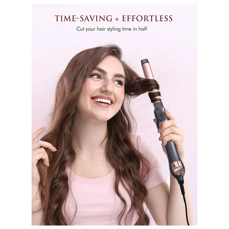 A005-مكواة تجعيد دوارة سريعة التسخين أوتوماتيكية، مكواة تجعيد درجة الحرارة، مكواة تجعيد ذات جهد مزدوج، قابس الاتحاد الأوروبي