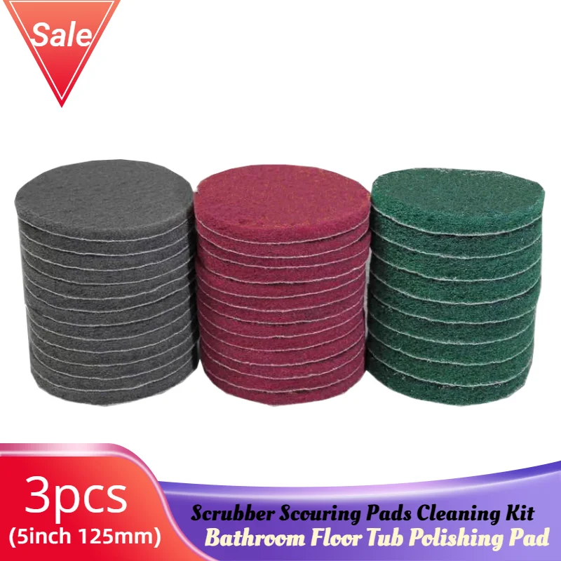 3 PCS 4/5 Inch Multi-Purpose Flocking Scouring Pad Round  Industrial Heavy Duty Nylon Cloth for Polishing Grinding