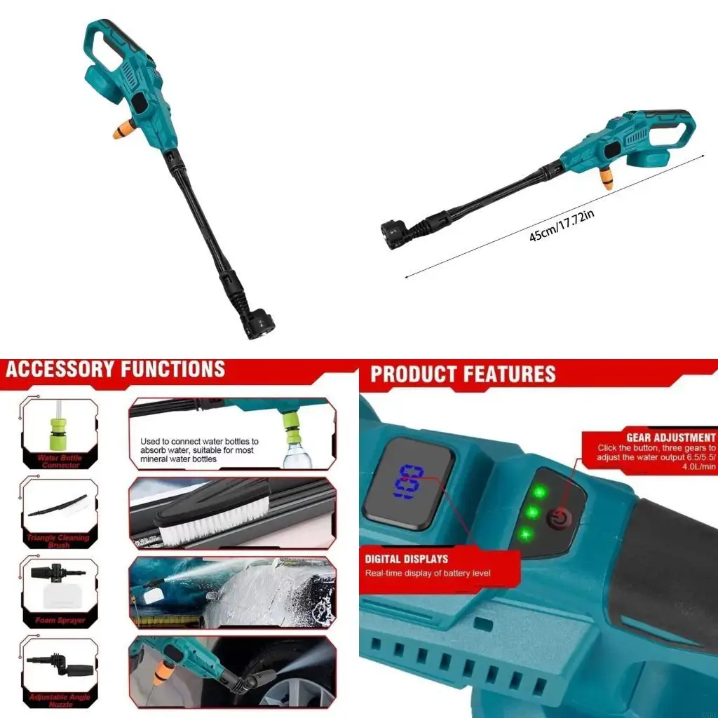 Battery Powered High Pressure Washer Adjustable Nozzle Cleaner For Auto Washing KXRE
