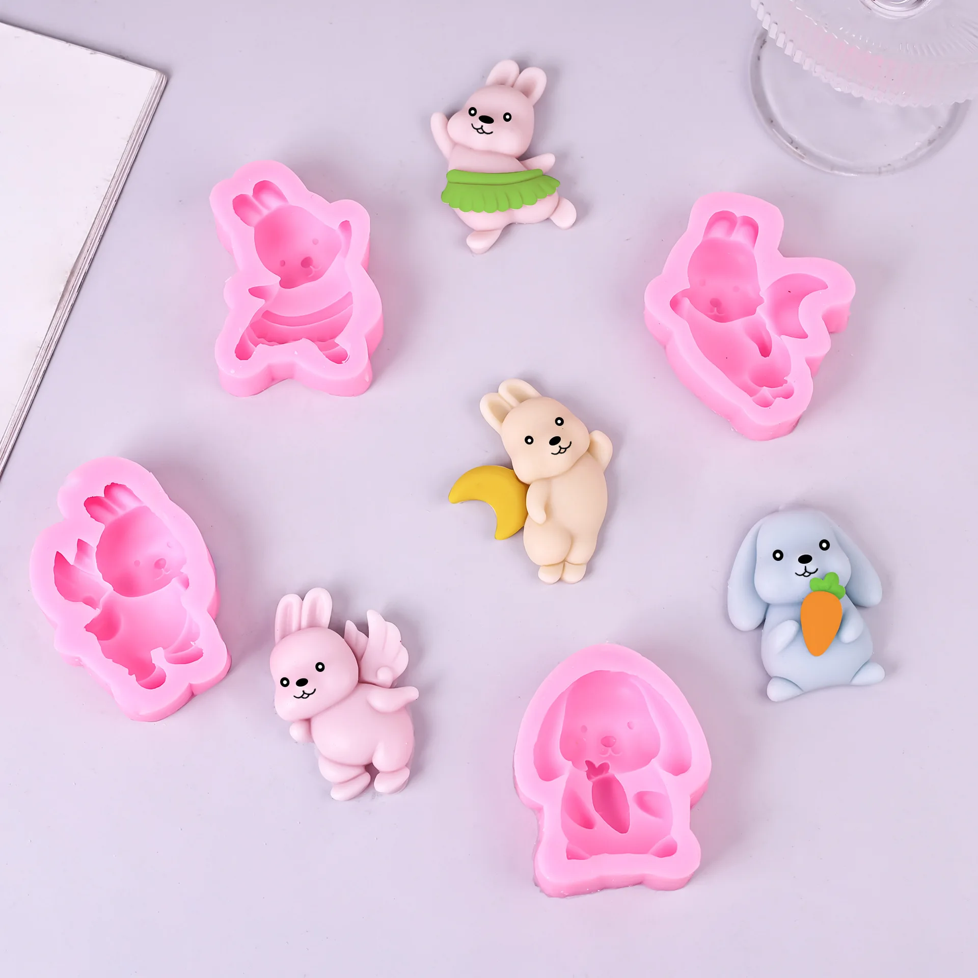 

Cartoon Cute Rabbit Silicone Candle Mold DIY Animal Bunny Shape Mousse Cake Dessert Decoration Mold Resin Plaster Making Tools
