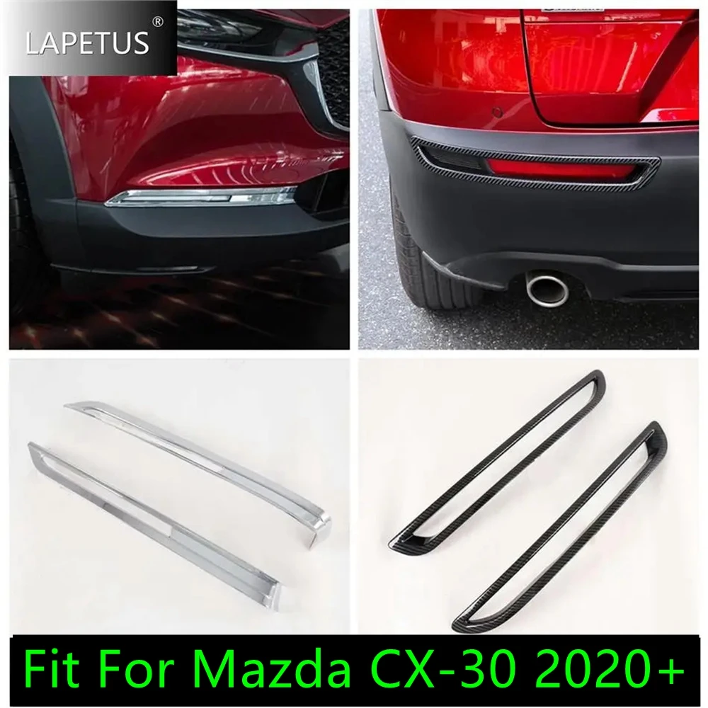 

Car Accessories Front Rear Bumper Fog Lamps Lights Frame Decor Cover Trim For Mazda CX-30 2020 - 2024 Chrome / Carbon Fiber Look