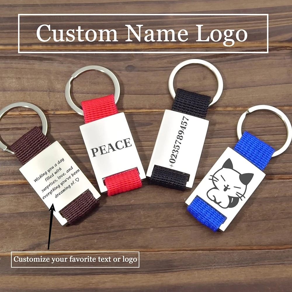 

Metal Woven Keychain with Laser Engraved Logo Car Event Gift Anti Loss Creative Pendant Keychain Accessories for Men and Women