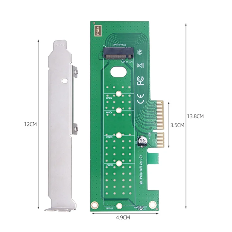 M.2 NVMe SSD To PCI-E 4X 8X 16X PCIE 3.0 Adapter Card Desktop Rear Panel Expansion Support 2230/2242/2260/2280