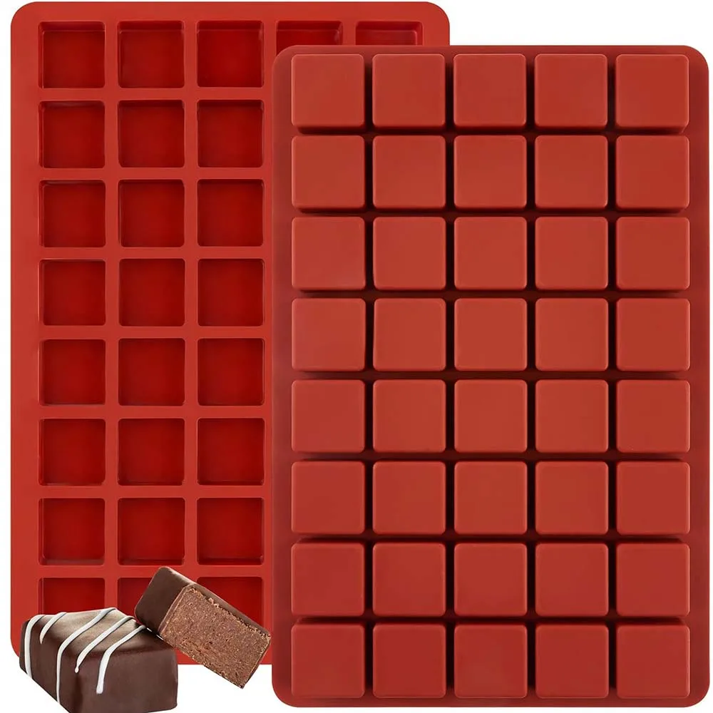 Molde de silicone quadrado com 40 cavidades, mini doces, chocolate, cubos de gelo gomosos, gelatinosas, pralinas, ganache, ferramentas de decoração de bolo