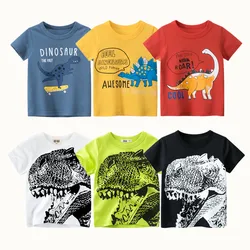 Kids Boys Dinosaur Cartoon Clothes 100% Cotton Short Sleeve T-Shirts Children Clothes Kids Summer Clothing