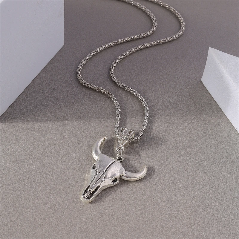 Cartoon-Halskette mit Stierkopf aus Metall für Damen und Mädchen, Party, Festival, Schmuck, Geschenke – Detail 6