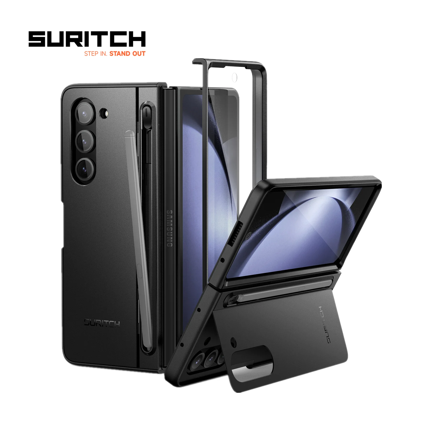 

Full-Body Rugged Case For Samsung Galaxy Z Fold 5 5G2023 with Kickstand and New Slim S Pen Holder With Built-in Screen Protector