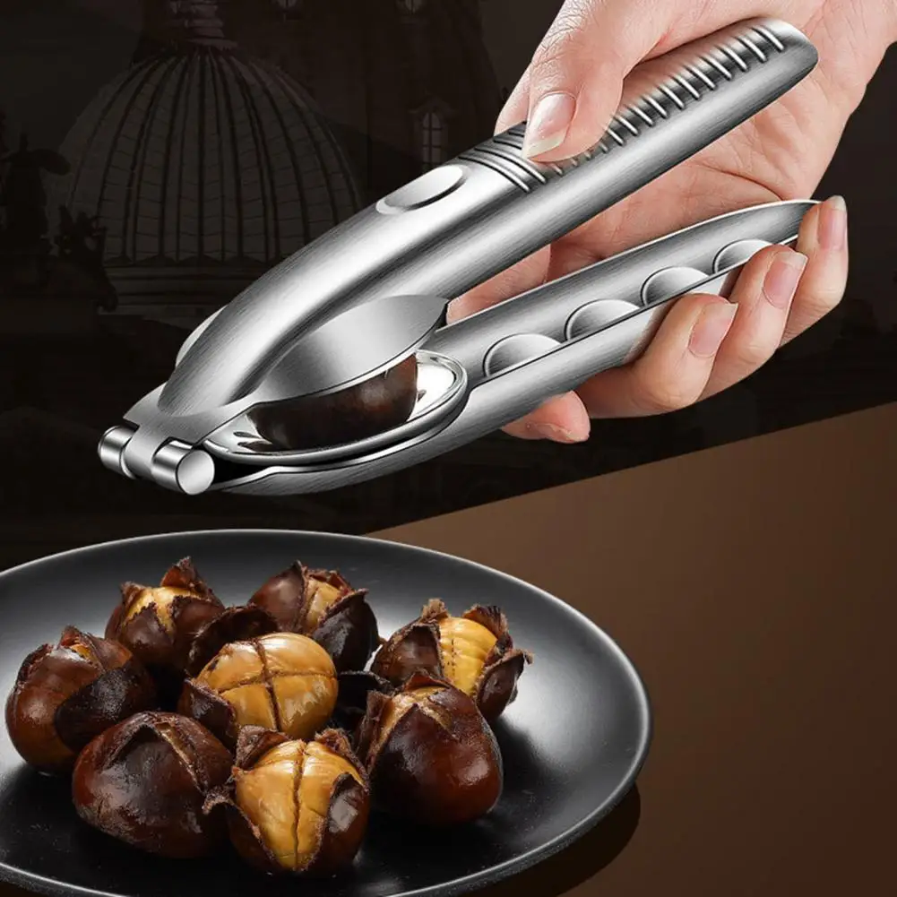 Stainless Steel Chestnut Opener Plier Food Grade Hazelnut Walnut Nut Cracker Sheller Clamp Tools