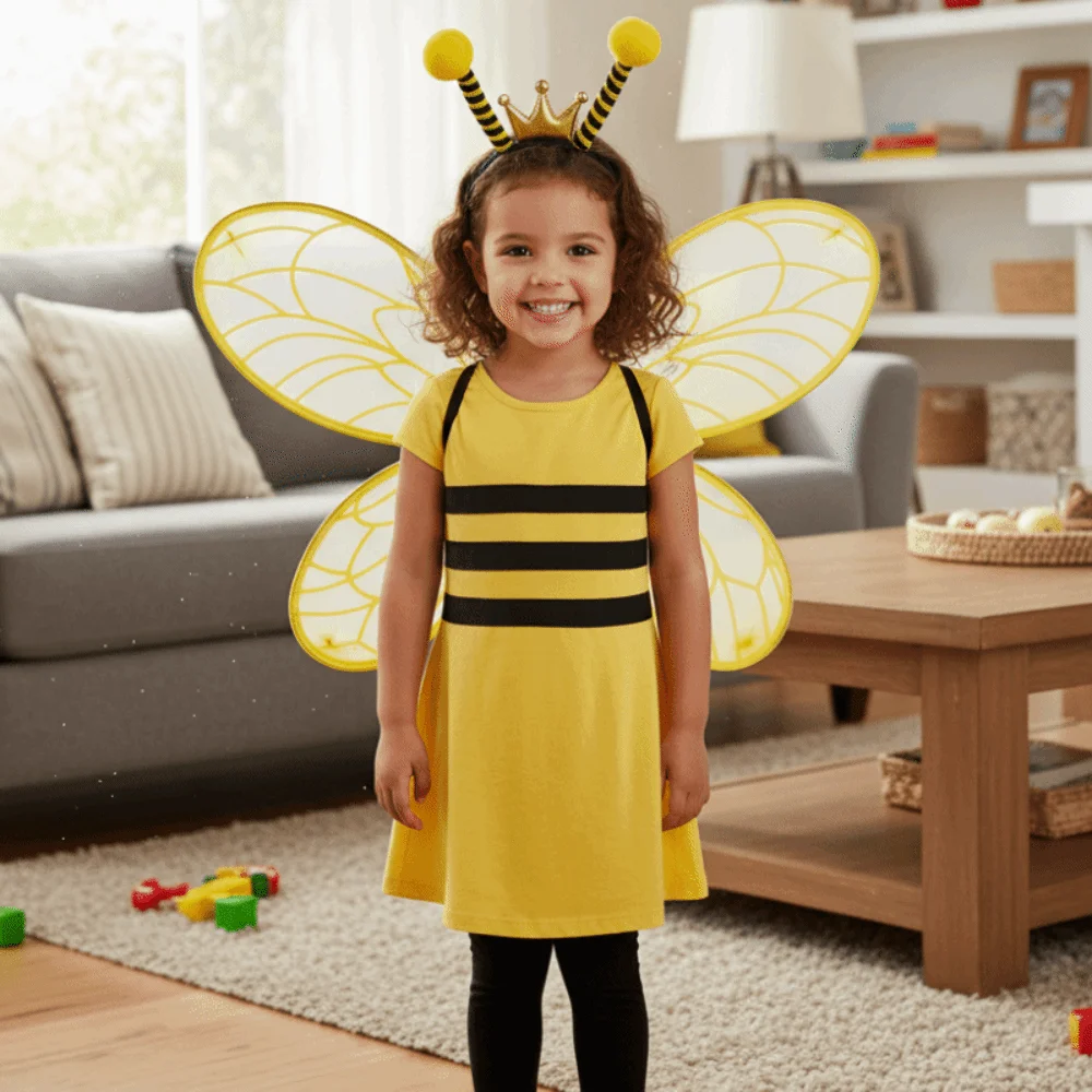 Lightweight Bugs Bee Cosplay Wings Suit Insect Sparkle Kids Party Wings Elastic Straps Handmade Craft Cosplay Fly Wings Women
