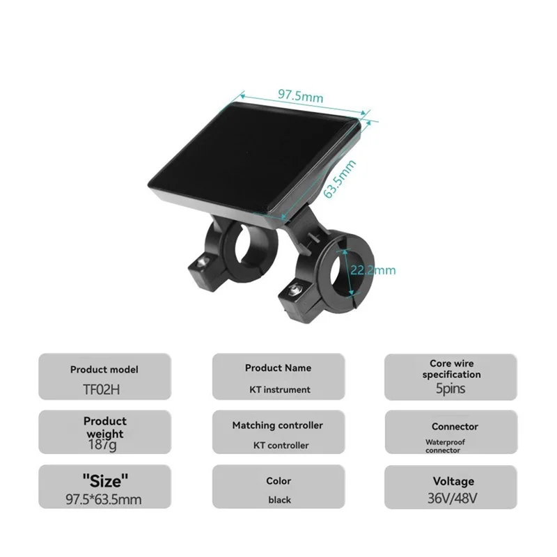 

A74K-KT-TF02H Smart Color Display LCD E-Bike Lithium Battery Conversion Accessory With Waterproof Connector
