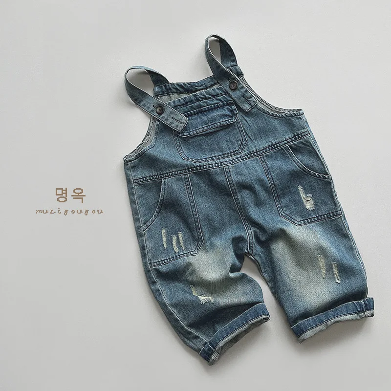 2024 Autumn Korean Style Kids' Denim Overalls Wholesale Kids' Jumpsuits  boys pants  girls pants  kids clothes