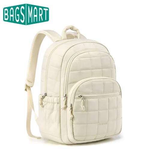 BAGSMART-mochilas informales para ordenador portátil para mujer, morral pequeño acolchado para ordenador, resistente al agua, para portátil de 15,6 pulgadas