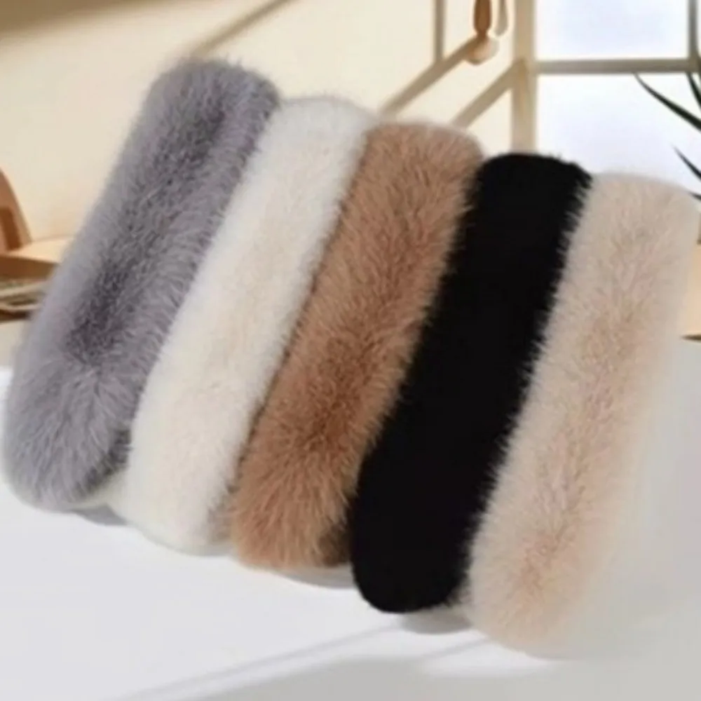 Outdoor Soft Plush Faux Fur Scarf Winter Warm Cross Scarf Thicken Fake Fox Hair Neck Collars Women Girls