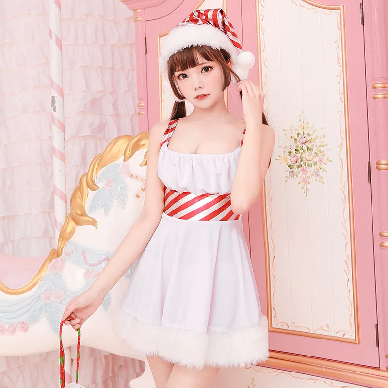 Christmas dress Ladies stage dress snowman dress sexy cute fur edge cosplay Christmas costume