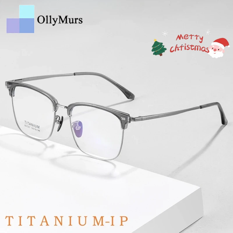 

OLLYMURS модные ретро ацетатные очки по рецепту квадратные большие лица из чистого титана роскошные оптические очки по рецепту мужские