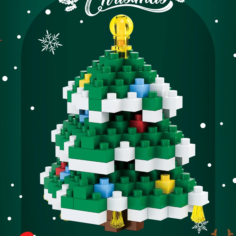 لتقوم بها بنفسك شجرة عيد الميلاد الأيائل الغزلان سانتا كلوز قطار الزينة العمارة الجوارب عرض الشارع عيد الميلاد سنو هاوس بناء الالعاب العملاقة #5