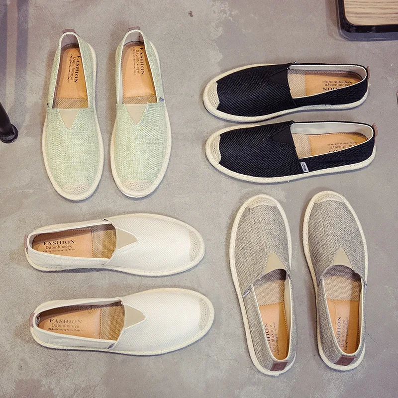 Espadrille Shoes Flax Loafers With Fur Slip-on Shallow Mouth Casual Female Sneakers Round Toe Summer Linen Slip On Lace-Up Micro