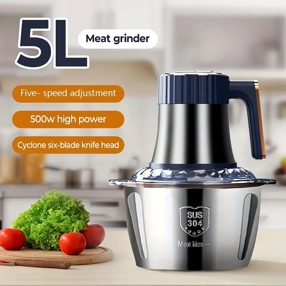 

[Large Capacity Quick] 1.32gal Electric Meat Grinder, Stainless Steel for Dough Machine, 500W Strong Food Processing Machine, 5-