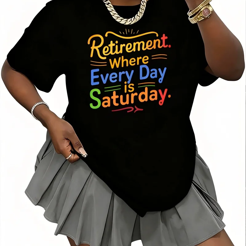 Featuring a Fun Retirement Graphic Women's T-Shirt 100% Cotton Fun Print Short Sleeve Top Casual Round Neck Tee S-5Xl