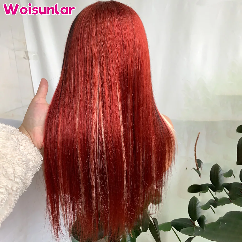 تسليط الضوء على 613 والزنجبيل والأسود الجبهة الدانتيل الباروكات شعر الإنسان PrePlucke 13x6 الدانتيل الشفاف مستقيم 200% للنساء الشعر البشري