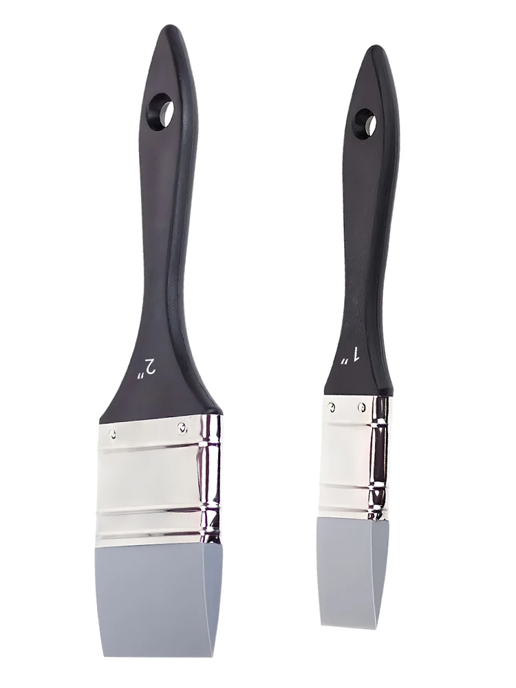 2 uds artista sólido para arte herramienta a base de agua fácil de limpiar ancho estrecho niños adultos mezcla de colores pincel de pintura de silicona plano mango largo