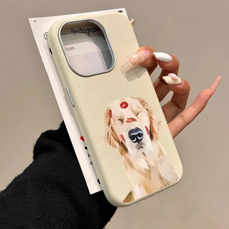 

Phone Case For Xiaomi Redmi Note 14 13 Pro Plus 5G 12 11 14C 13C 12C A Cute Golden Retriever with a Red Lips Print Design Cover