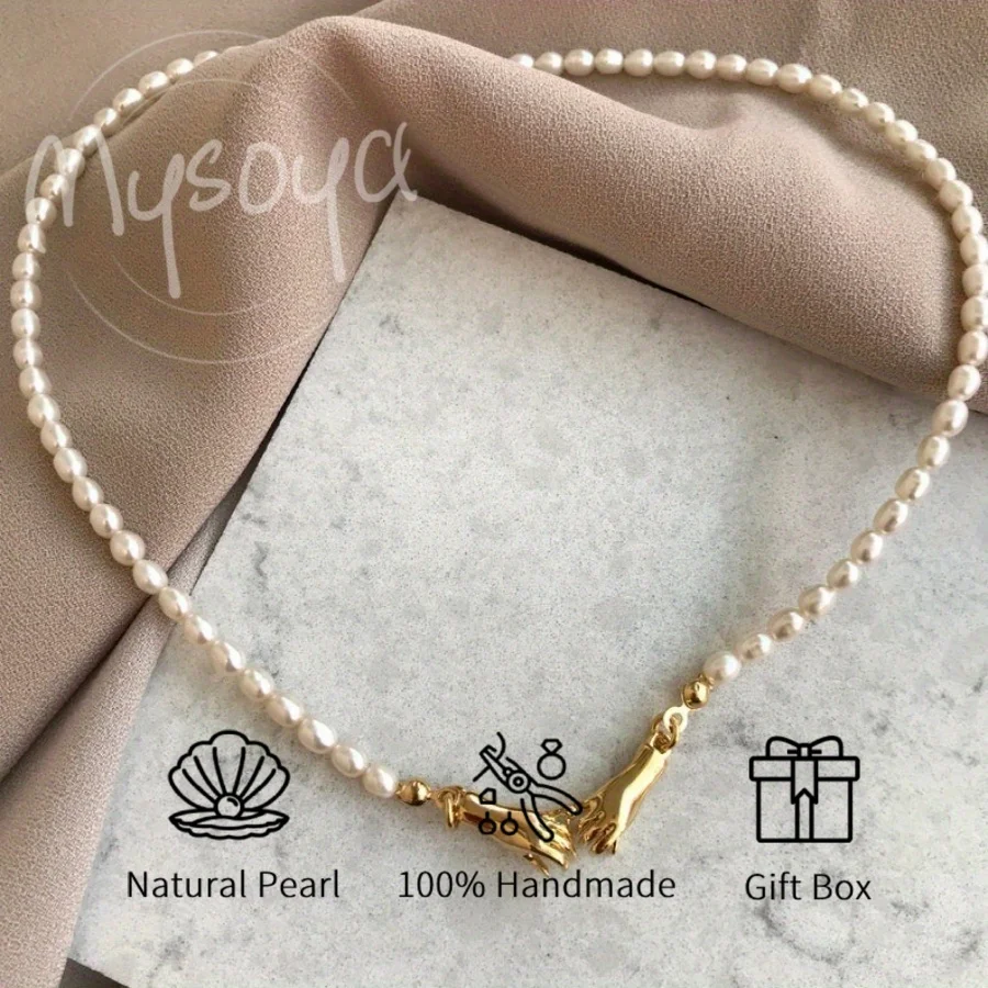 

Ожерелье MYSOYA из пресноводного жемчуга в форме рисовых зерен, 6-7 мм, в подарочной коробке, для него, на день рождения/свадьбу