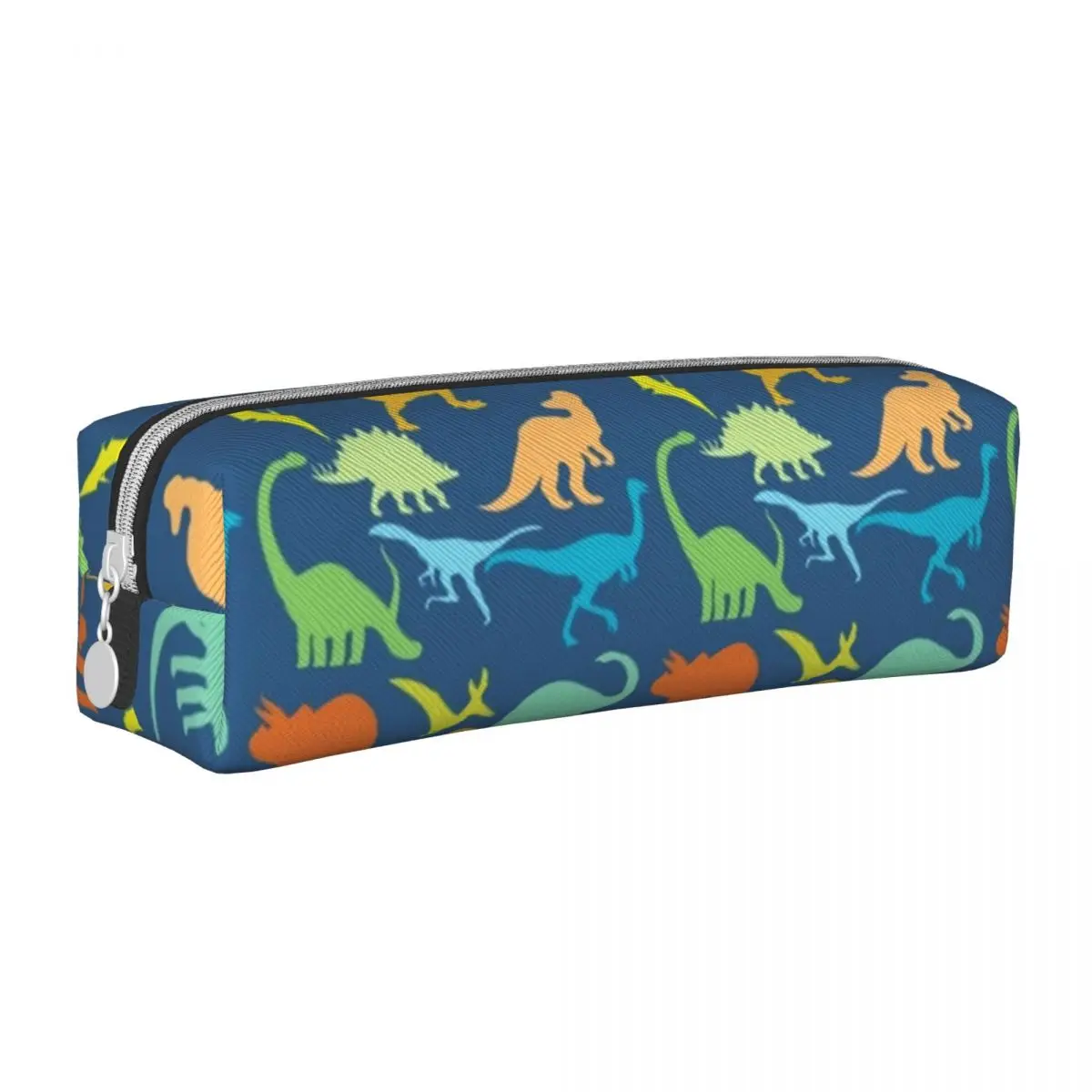 Colorful Dinosaurs Pattern Square Pencil Case Dinosaur Silhouette Back to School Fashion Leather Pencil Box Boy Girl Pen Bags