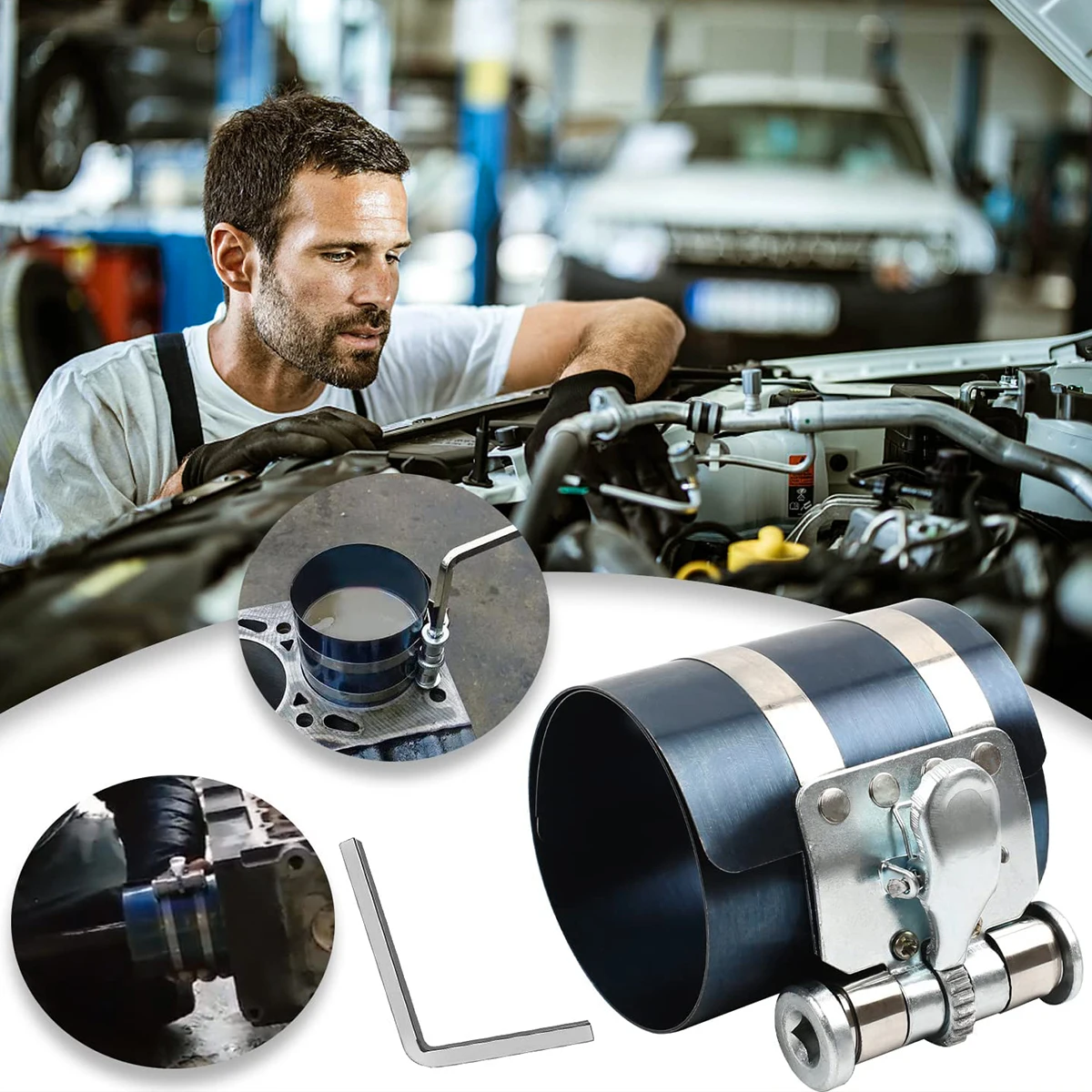 ضاغط حلقة مكبس للسيارة ، نوع السقاطة للمحرك ، مثبت النطاق ، 53-classp ، حلقة معدنية ، ضاغط قابل للتعديل ، إصلاح السيارة #3