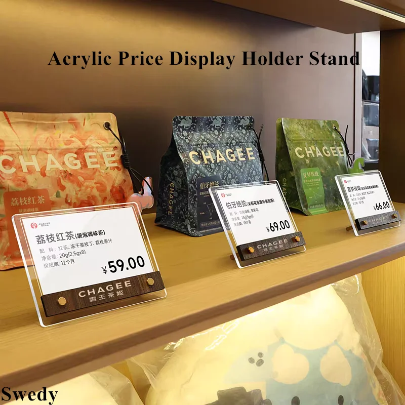 5 Pieces 90x55mm /100x70mm Acrylic Sign Display Holder Price Label Holder Acrylic Price Display Holder Name Card Tag Label Stand