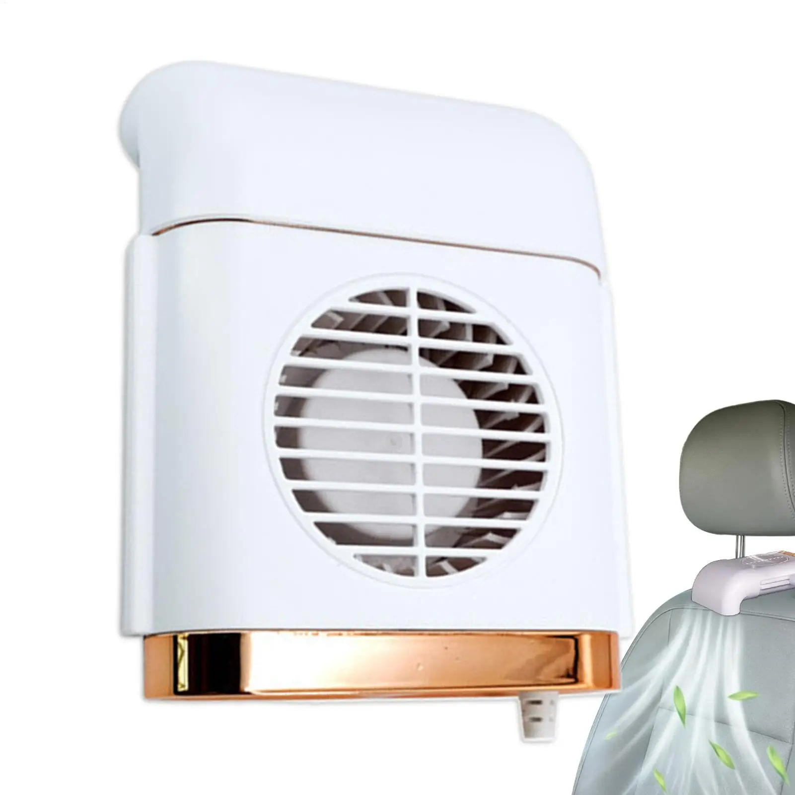 Car Backseat Fan Portable Powerful 3-Speed Adjustable Rear Seat Headrest Cooling Ac for Summer Hot Weather Road Trip Long Drive