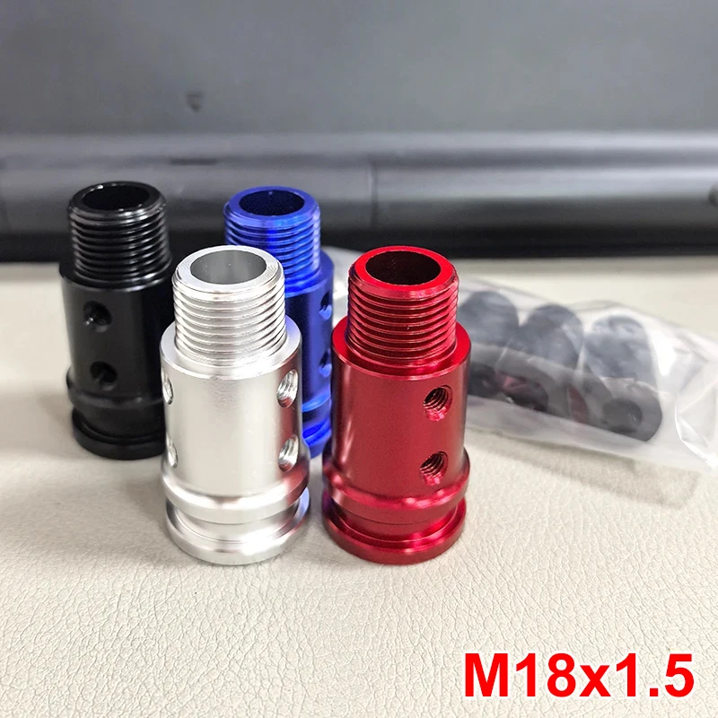 Adaptador de botão de mudança manual de engrenagem de carro, liga de alumínio preta para shifters não rosqueados, adaptador m18x1.5, 8mm,10mm,11mm,12mm
