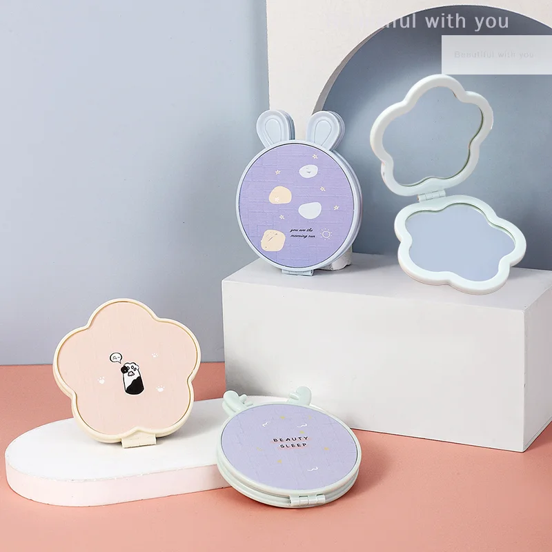 

Foldable Makeup Mirror Mini Flowers Makeup Vanity Mirror Portable Hand Mirrors Double-Side Compact Mirror Pocket Cosmetic Mirror