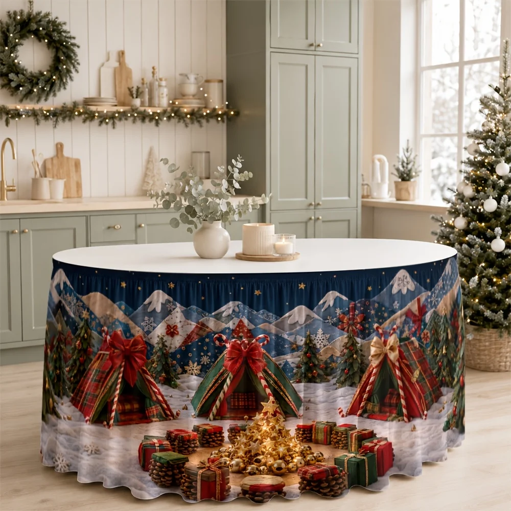 Mountain cottage, cozy holiday gathering, restaurant decoration, party table setting, family celebration table cover