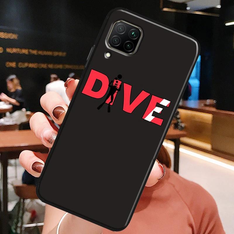 Dive Scuba Diver Shark Diving Flag For Huawei Honor X8a X7a X9a X8 50 70 90 Lite Magic5 Pro P20 P30 P40 P50 P60 Nova 9 5T Case