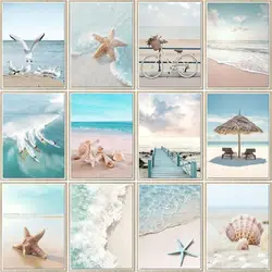 CHENISTORY Pictures By Number Seaside Seashell Scenery  Kits Home Decoration Painting By Number Sea Handpainted Art Gift