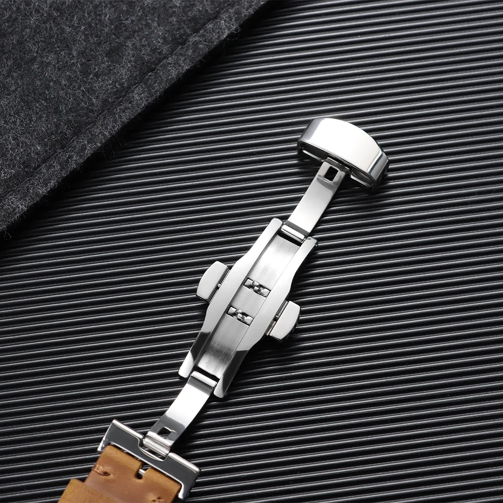 Vintage Racing Leder-Uhrenarmband 18/19/20/21/22/24mm Schnellverschluss-Armband Schmetterlingsverschluss Braun Atmungsaktive Poröse Uhrenbänder – Detail 22