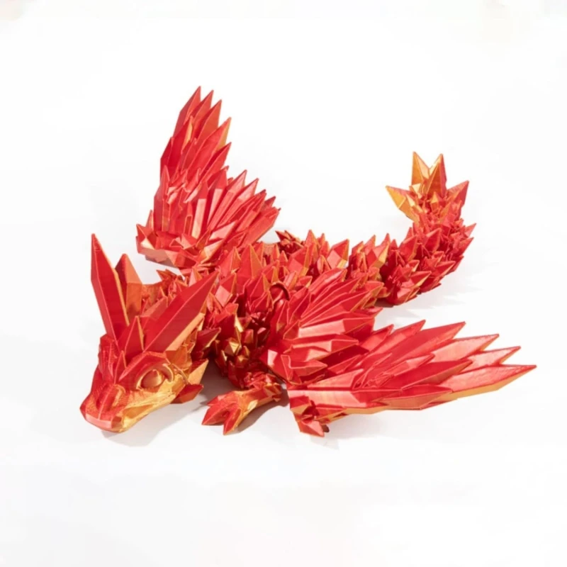 3D Printed Dragon Figures Gemstone Multi-Jointed Movable Dragon With Wings Toys Tabletop Decorative Ornament Birthday Gifts