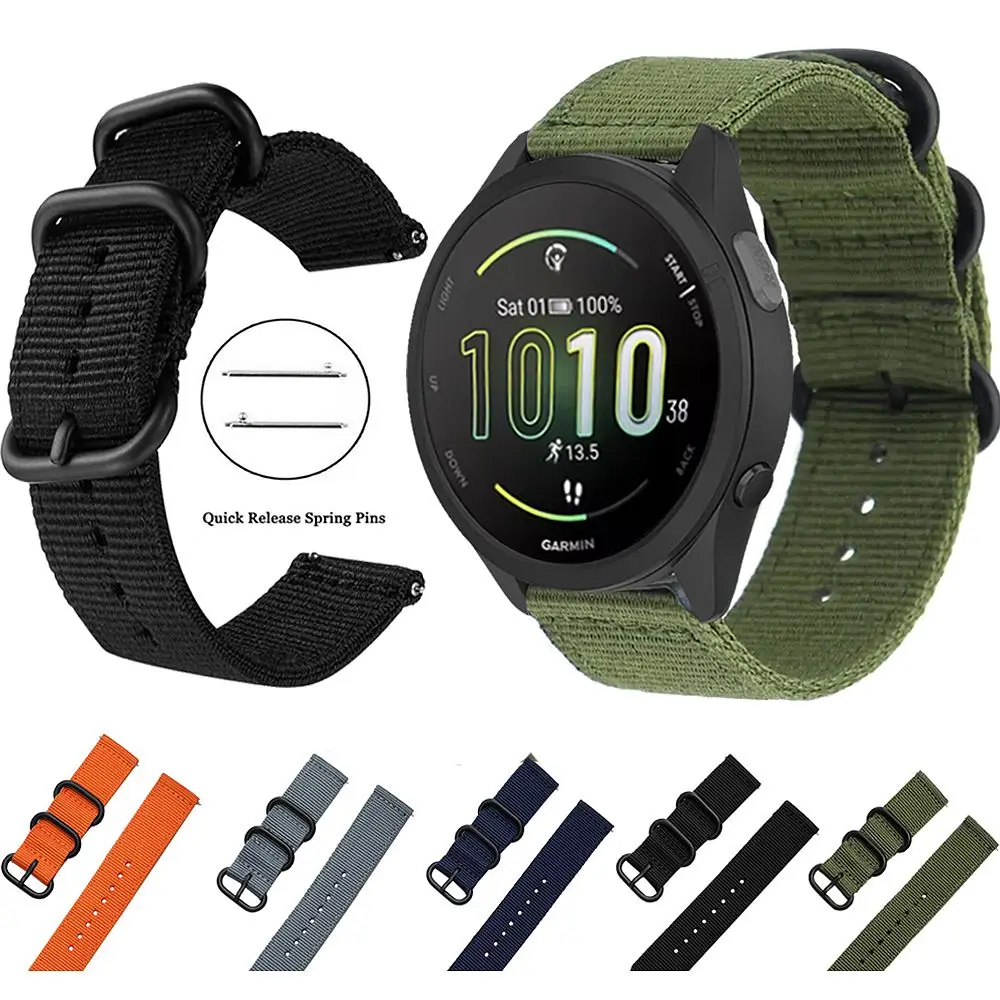 Тканый нейлоновый ремешок 20 мм 22 мм для Garmin Forerunner 265 255 165 158 55 245, браслет для часов Vivoactive 6/5/4/Venu 2 Plus SQ